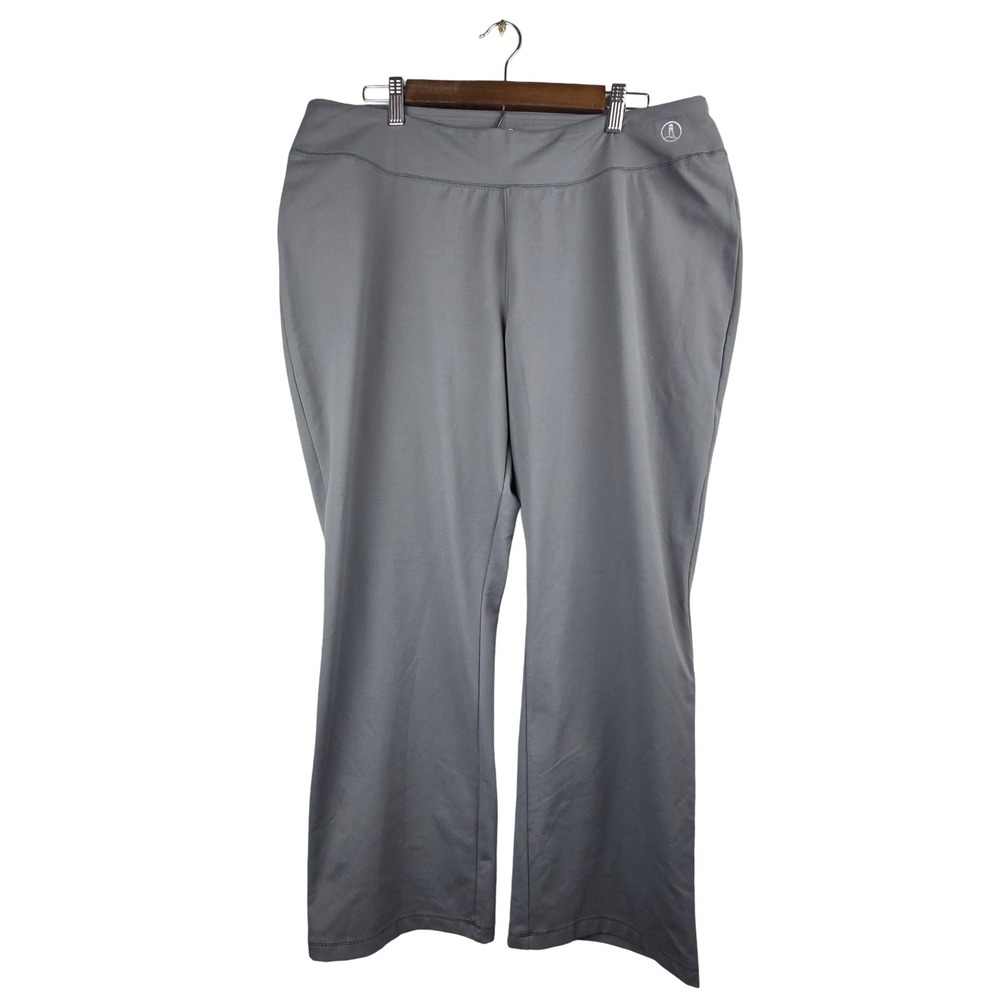 Lands' End Active Pants Women 1X Gray Wide Leg Bootcut Stretch Back Pockets